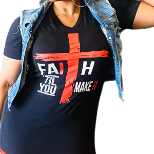 Faith It Relaxed V Neck Tee